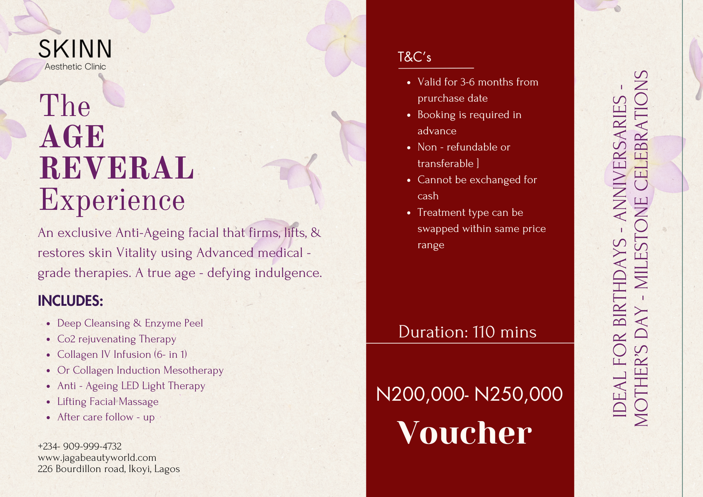The AGE REVERAL Experience Gift Voucher