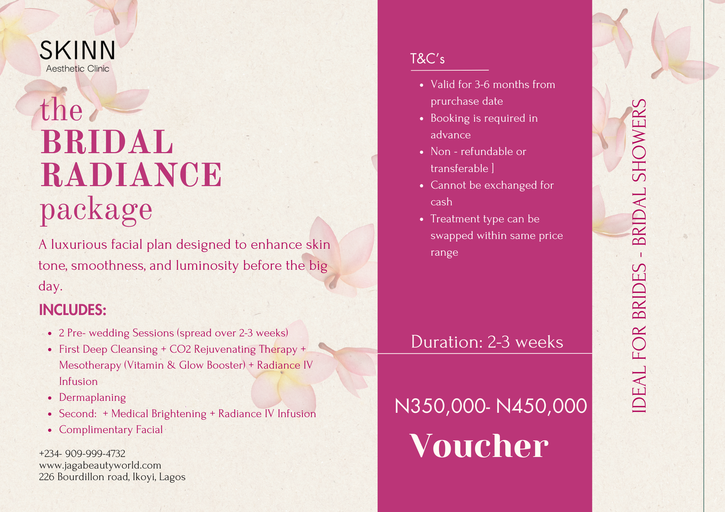 The BRIDAL RADIANCE package Gift Voucher
